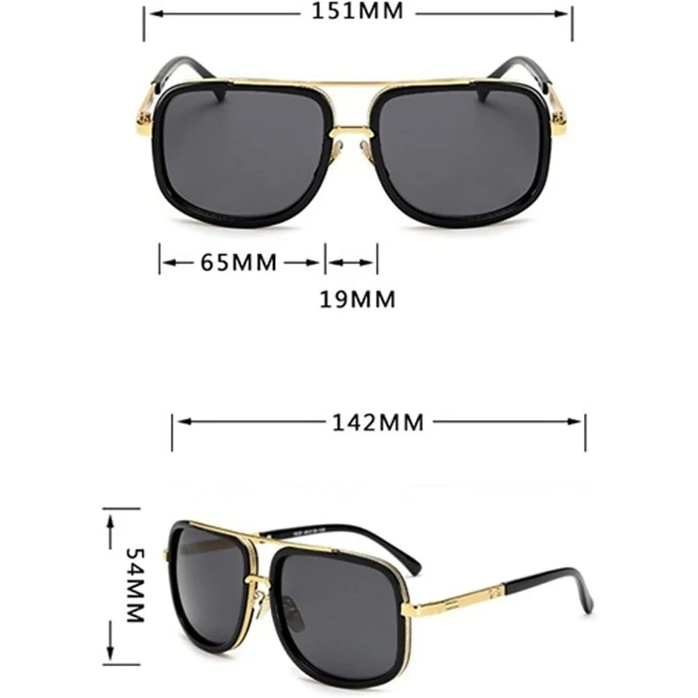 Classic Sunglasses Square‎ Frame Gold Fashion Shades Men Women UV400 Protection